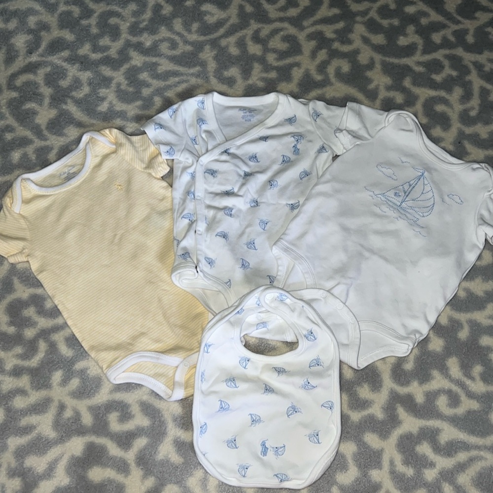 💙RL Baby Boy💙 3 NWOT 6m Adorable Sailboat Onesies and Matching Bib.